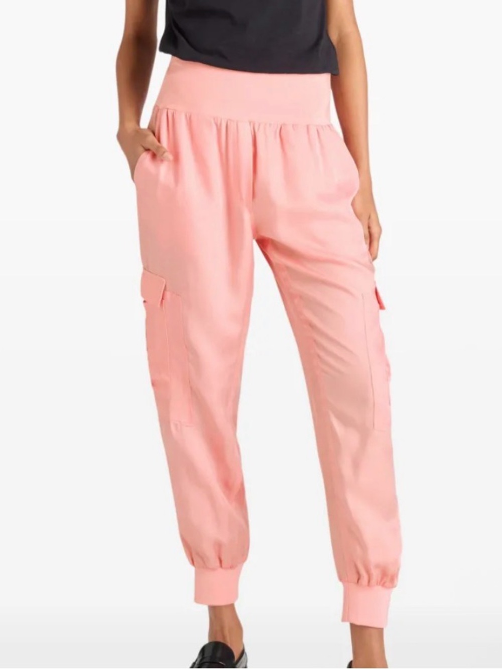 Cinq a Sept Pink Cupro Giles Cargo Joggers Size XS